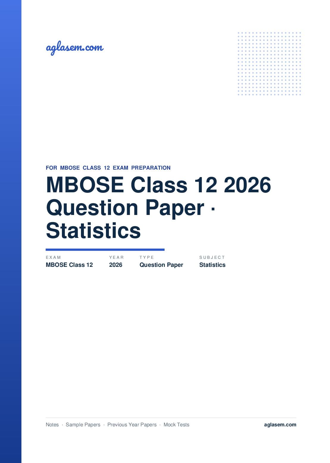 MBOSE Class 12 Question Paper 2026 for Statistics - Page 1 of 13
