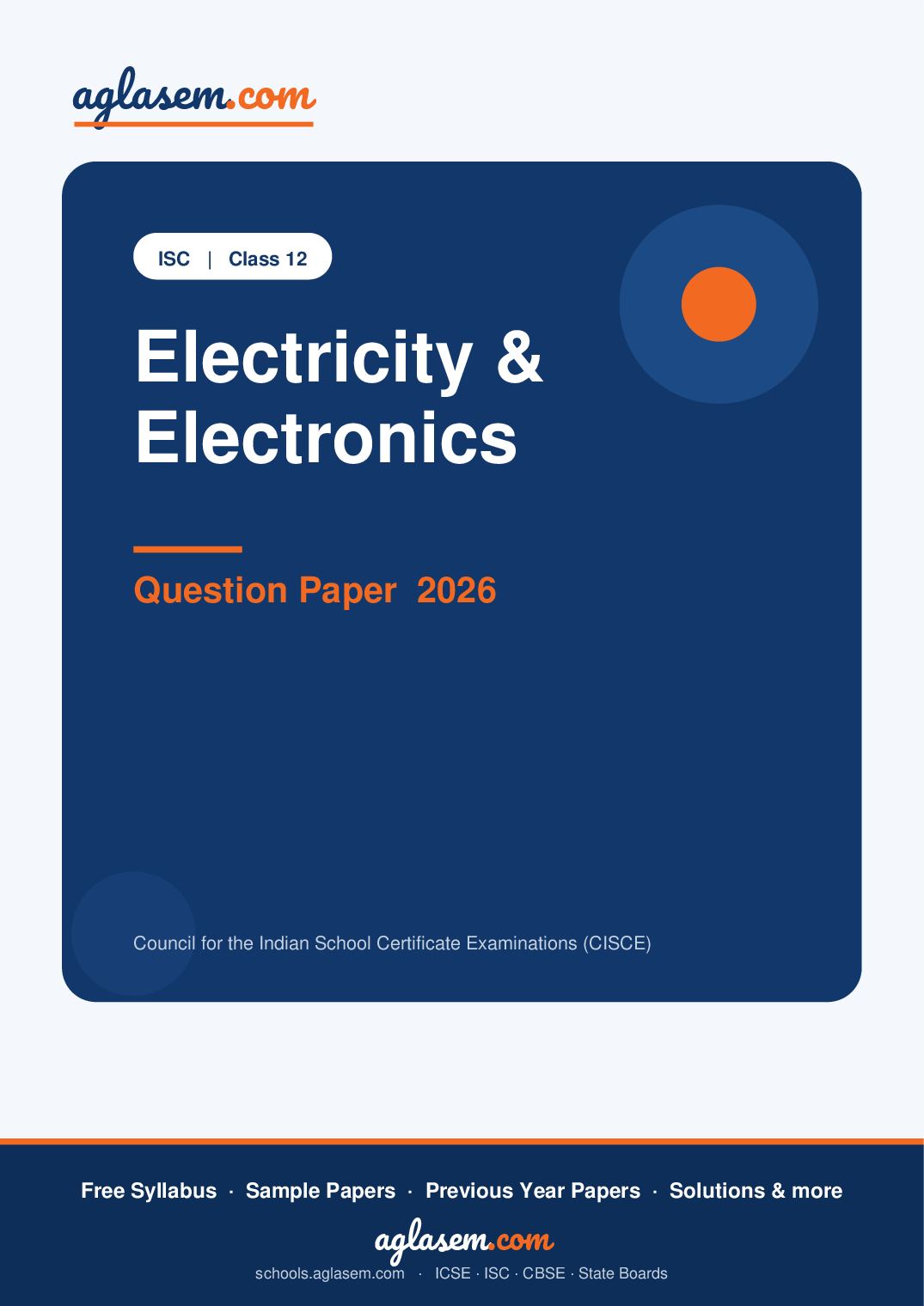 ISC Class 12 Question Paper 2026 Electricity & Electronics - Page 1 of 8