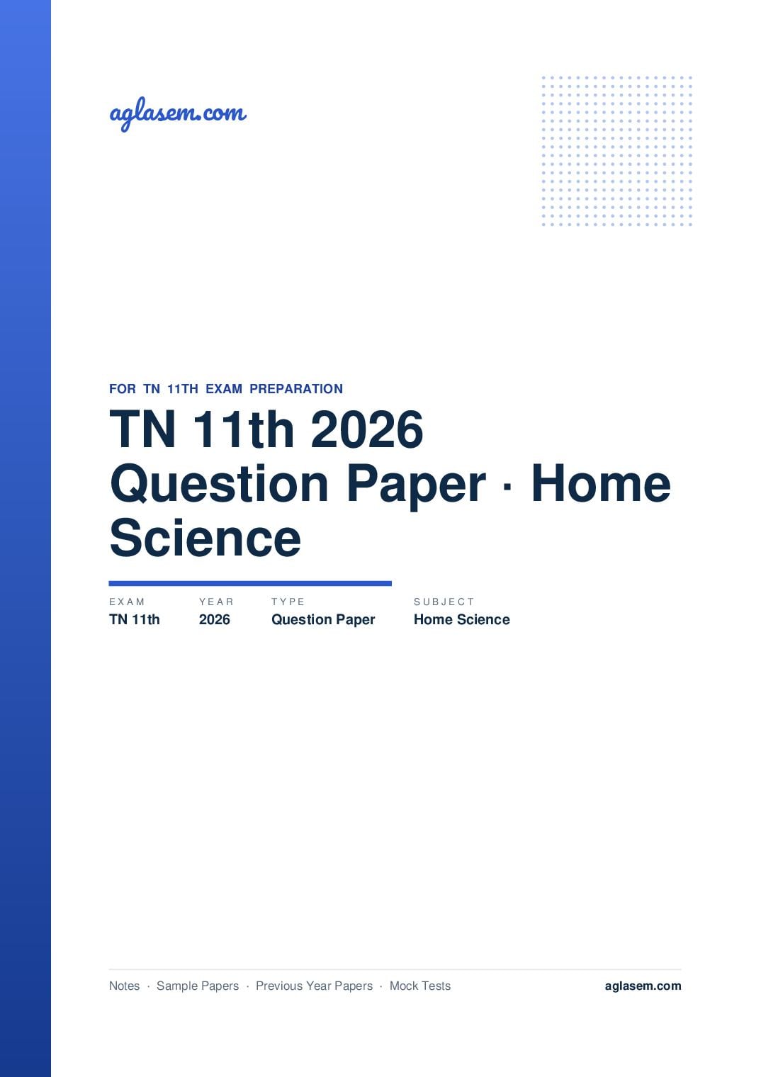 TN 11th Question Paper 2026 Home Science - Page 1 of 9