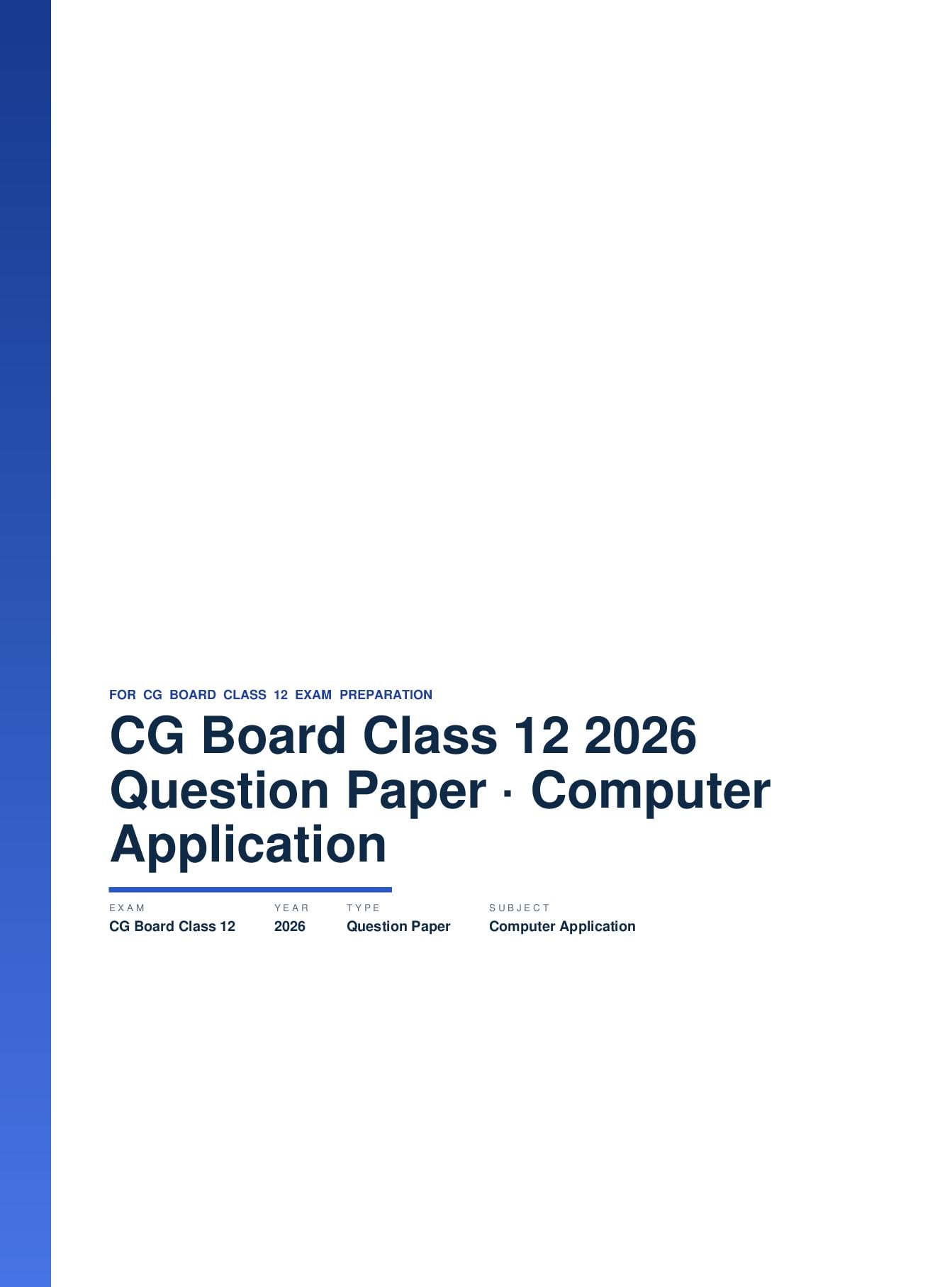 CG Board Class 12 Question Paper 2026 Computer Application - Page 1 of 9