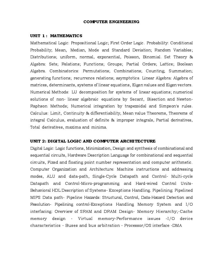 TN TRB Polytechnic Lecturer 2019-2020 Syllabus for Computer Engineering - Page 1