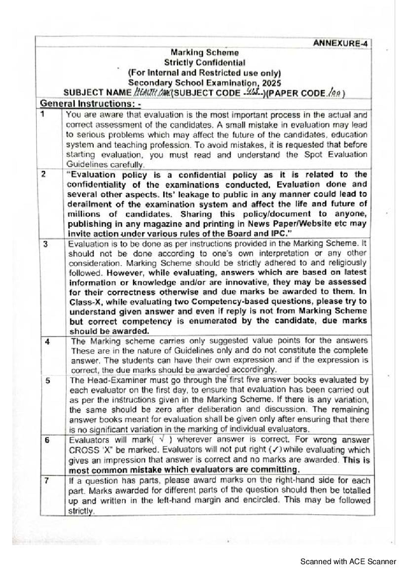 CBSE Class 10 Question Paper 2025 Solution Health Care - Page 1