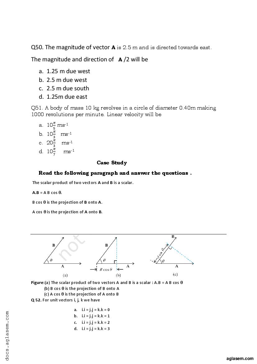 case study questions class 11 physics term 1