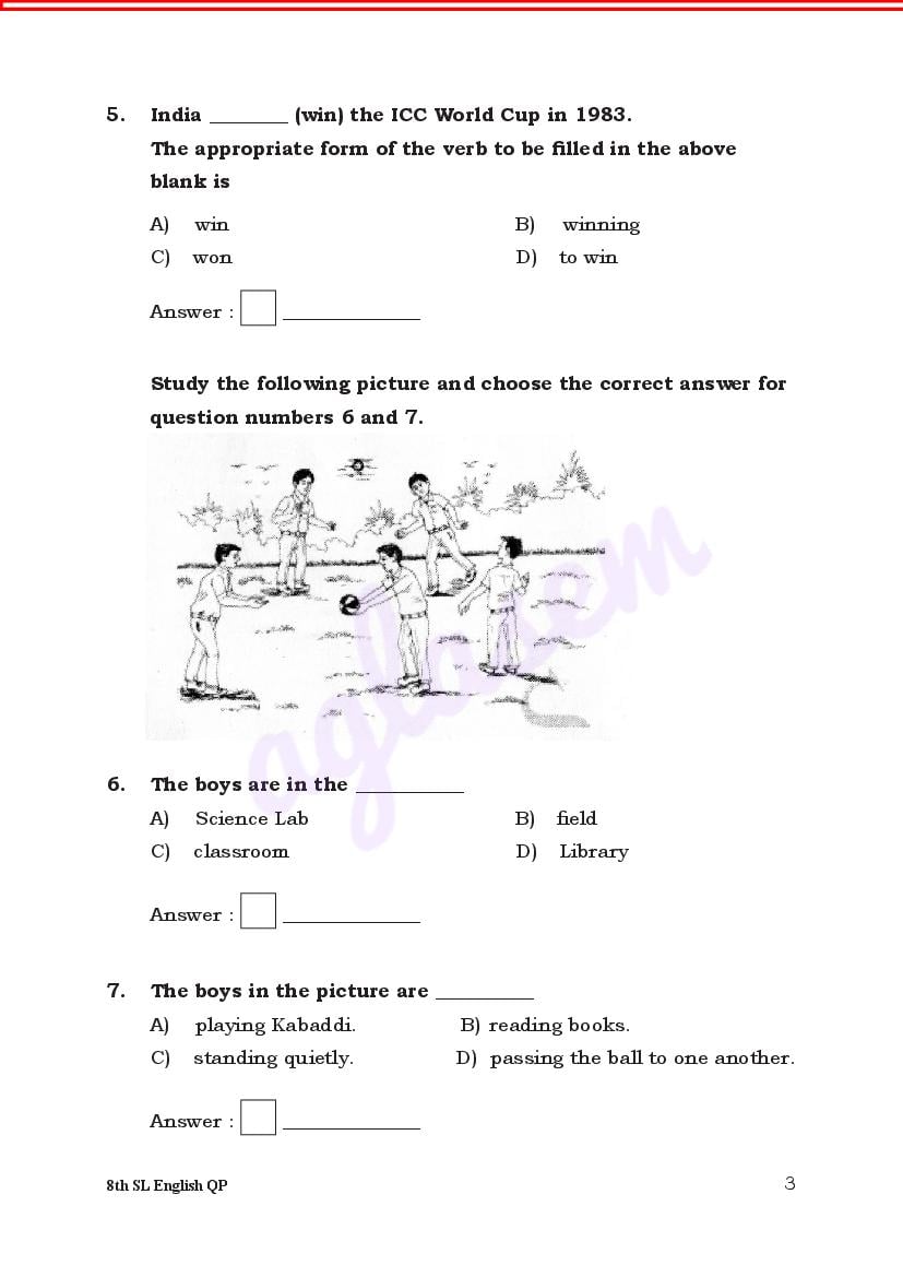 Karnataka 8th English Model Question Paper 2023 (PDF) - Download KSEAB ...