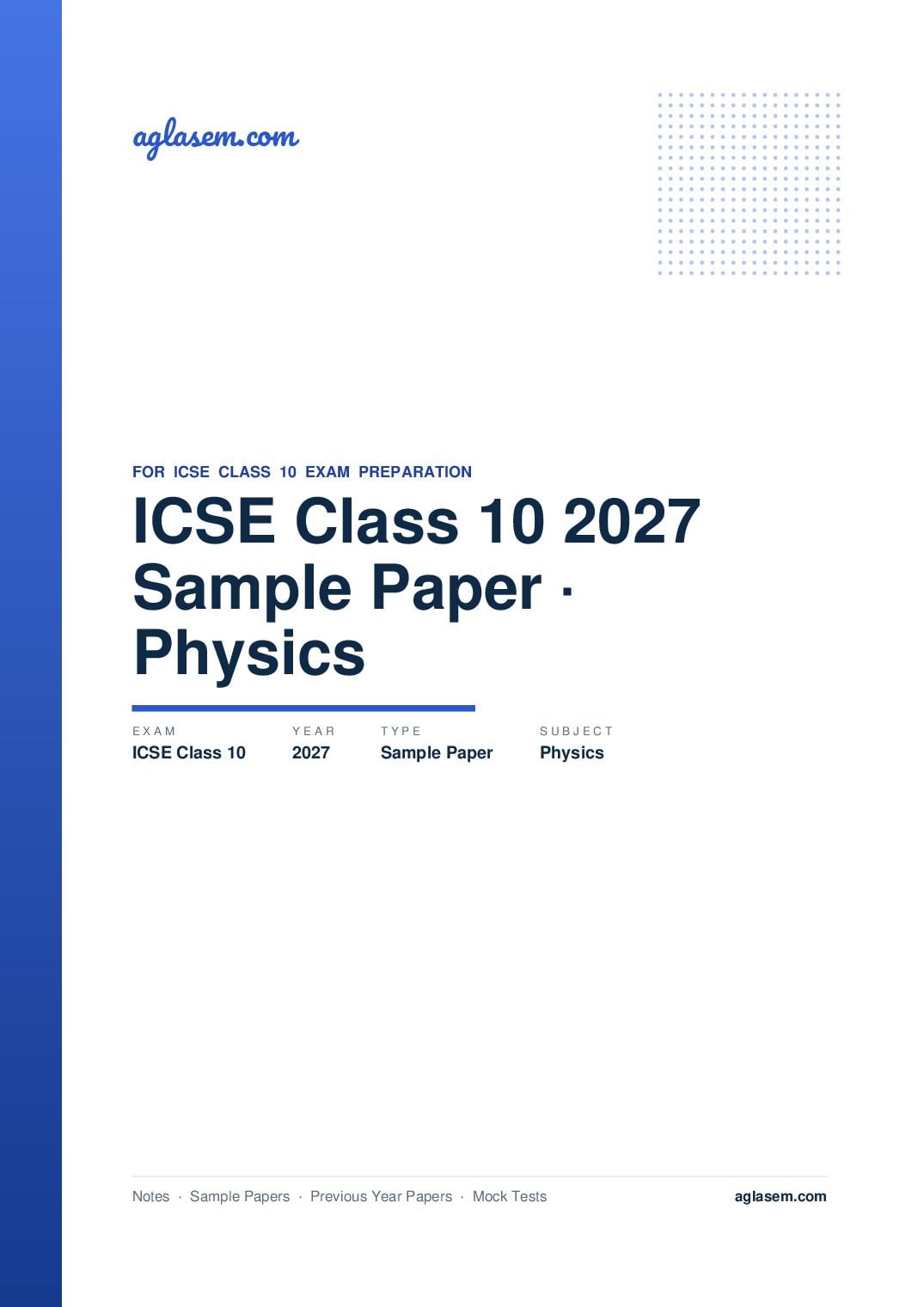 ICSE Class 10 Sample Paper 2027 Physics - Page 1 of 26