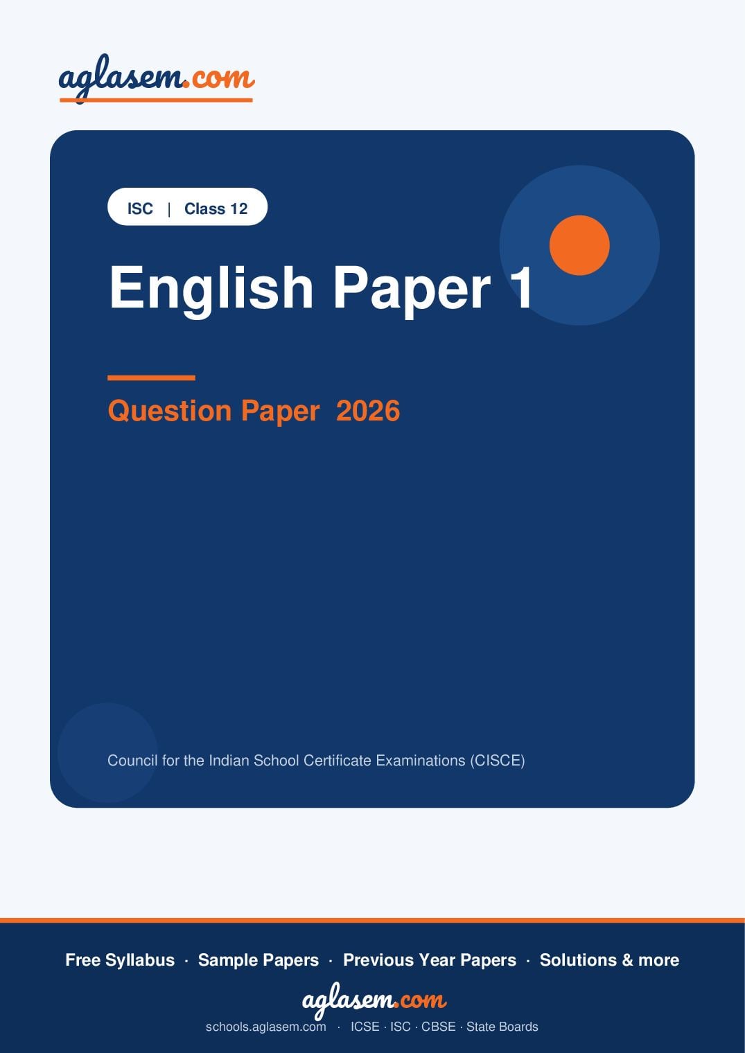 ISC Class 12 Question Paper 2026 English Paper 1 - Page 1 of 8