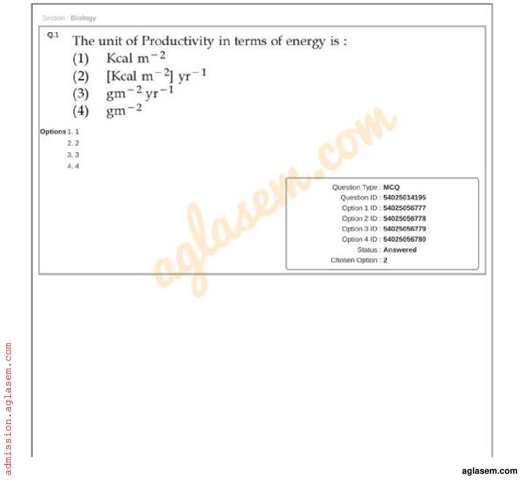 ICAR AIEEA UG 2023 Question Paper Biology - Page 1 of 58
