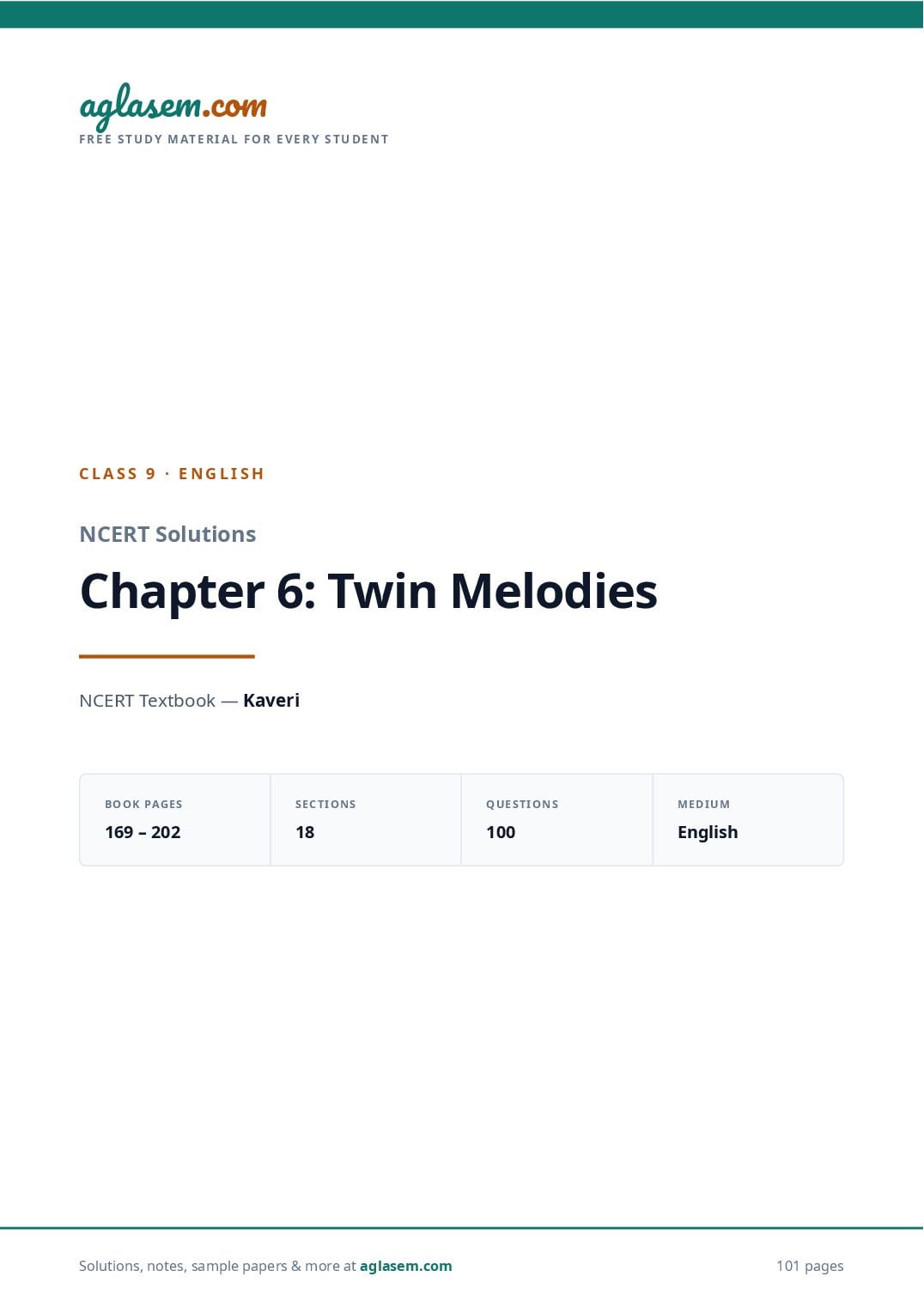 NCERT Solutions Class 9 English Chapter 6 Twin Melodies - Page 1 of 102