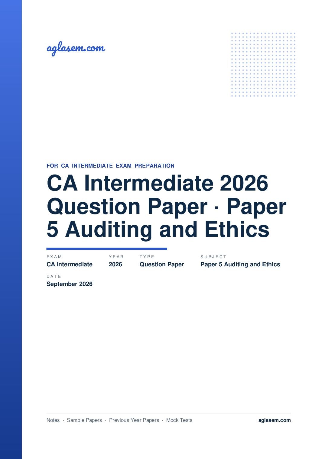 CA Intermediate September 2026 Question Paper Paper 5 Auditing and Ethics - Page 1 of 48