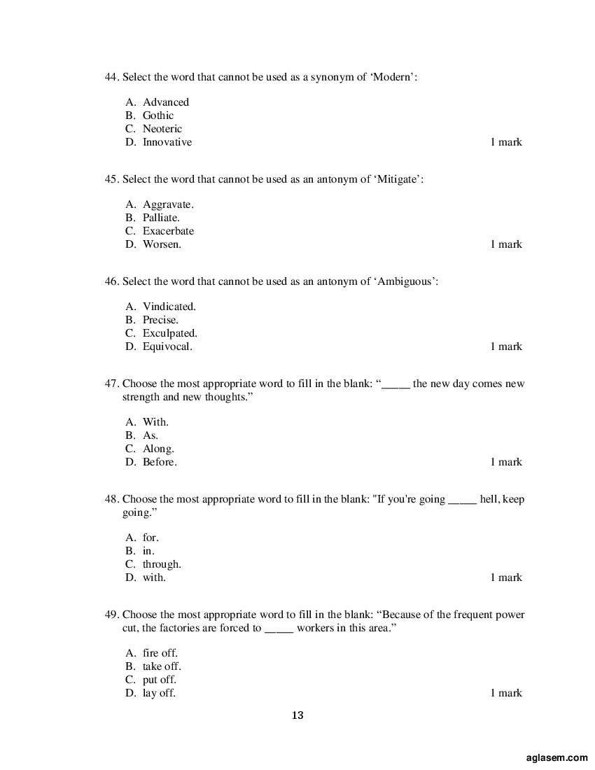 ACET 2018 Question Papers PDF with Solutions (3 Sessions)
