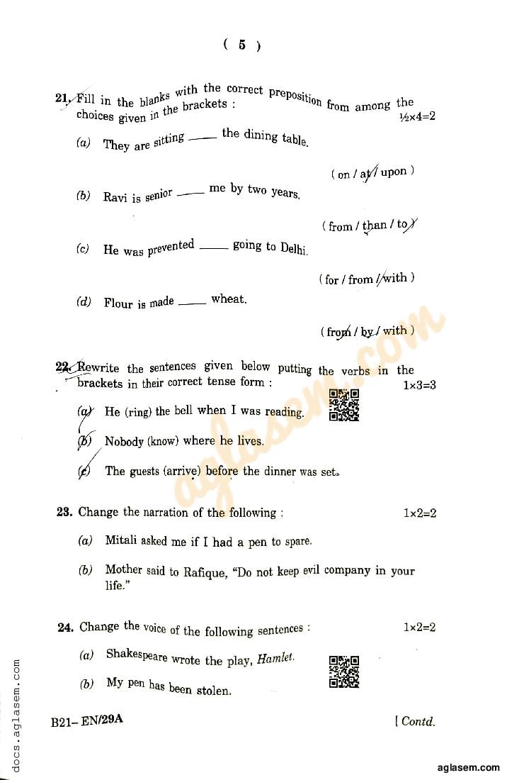 class 10 english question answer seba