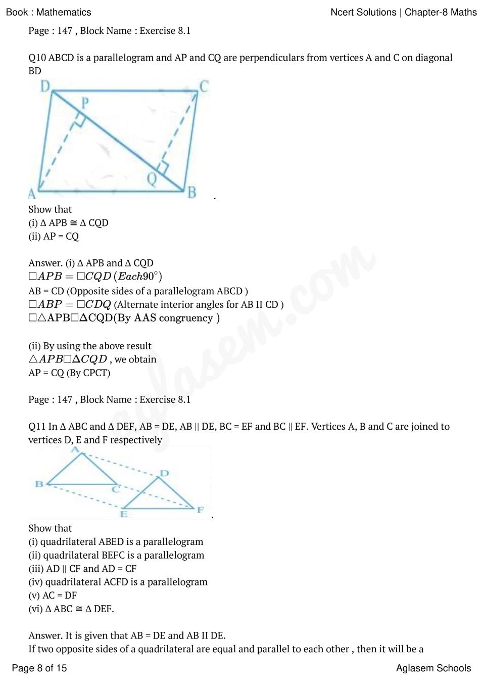 Ncert Solutions For Class 9 Maths Chapter 8 Quadrilaterals Pdf 8134