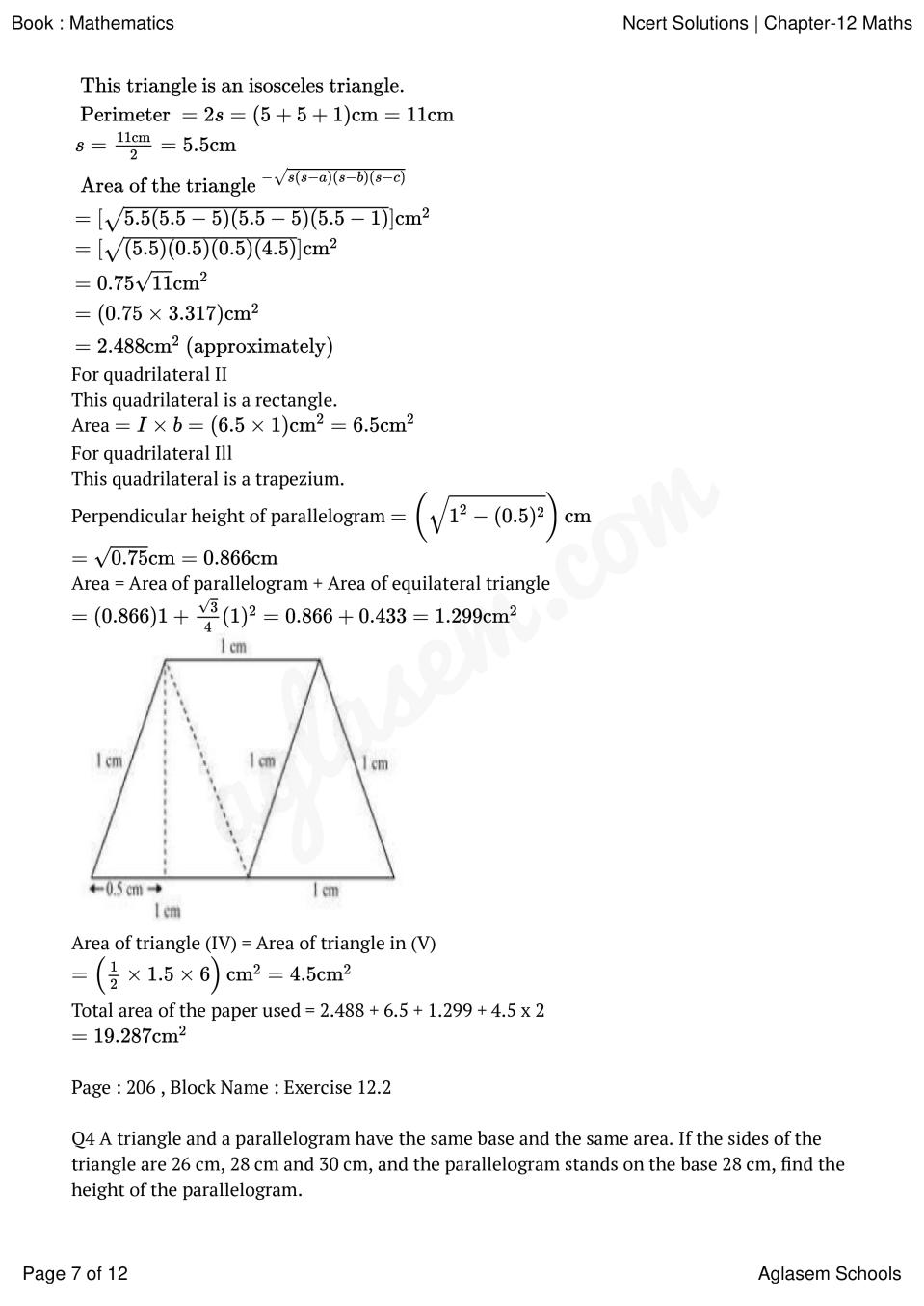 case study questions class 9 maths herons formula pdf mcq
