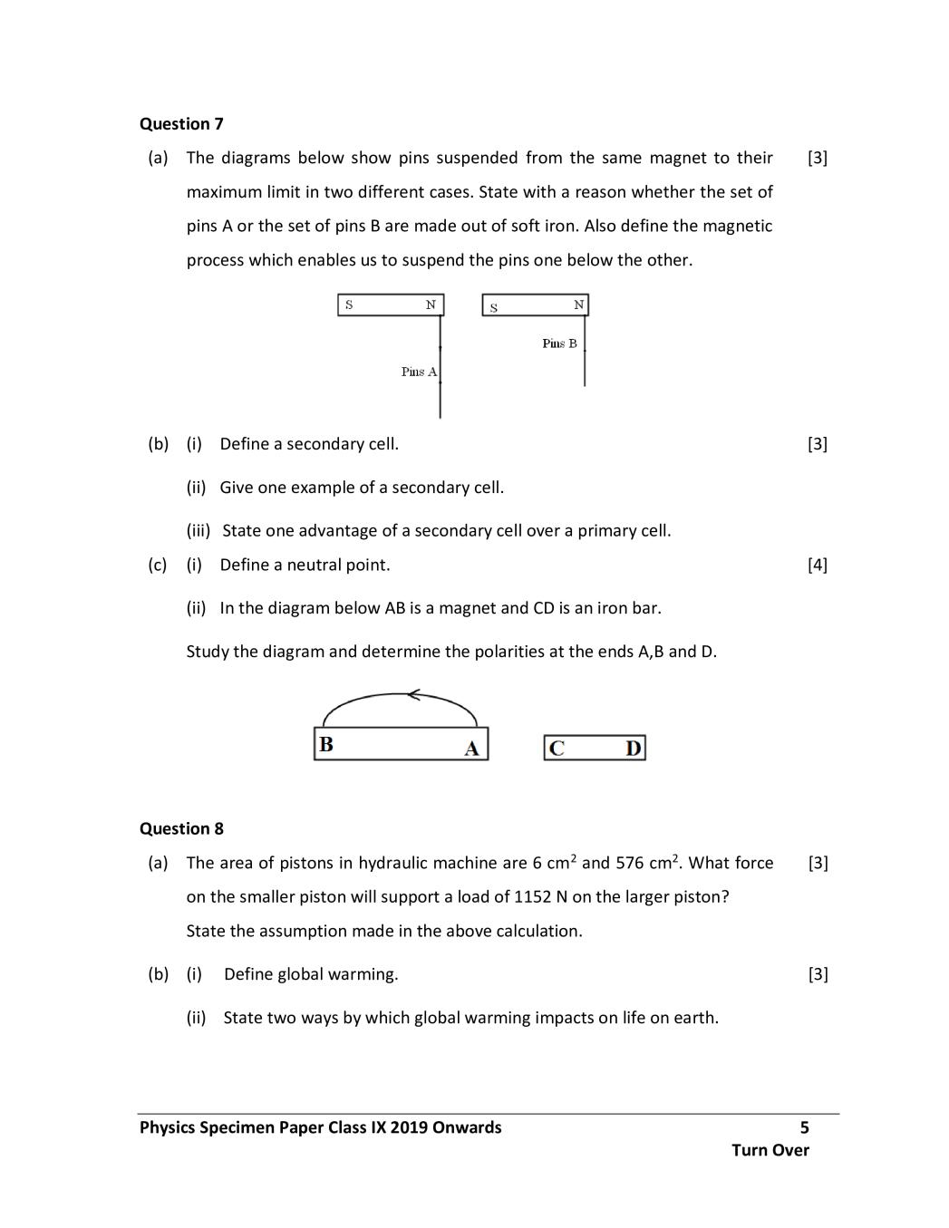 ICSE Physics Specimen Paper 2024 (PDF) - CISCE Class 9 Physics Sample Paper