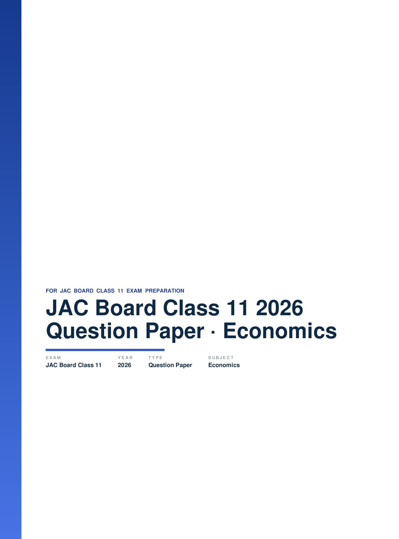 JAC Board Class 11 Question Paper 2026 Economics - Page 1 of 37