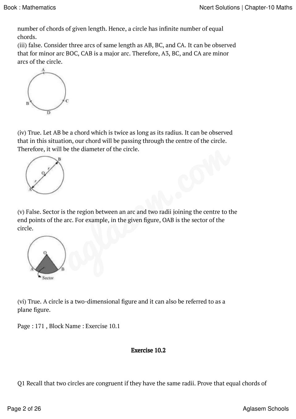 NCERT Solutions For Class 9 Maths Chapter 9 Circles PDF 