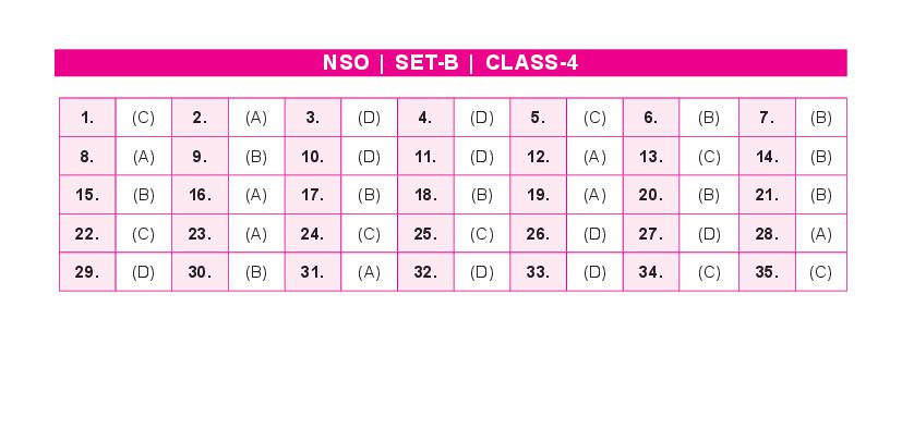 SOF NSO Set-B 2023 Answer Key for Class 4 - Page 1