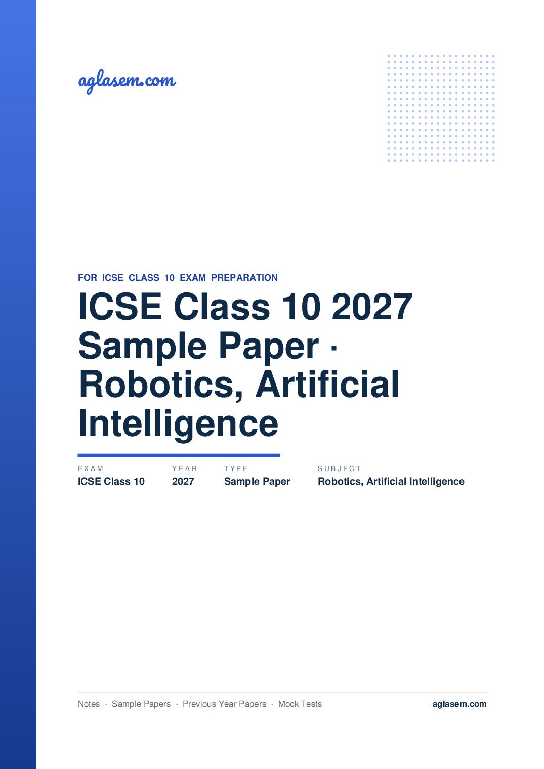 ICSE Class 10 Sample Paper 2027 Robotics & Artificial Intelligence - Page 1 of 24