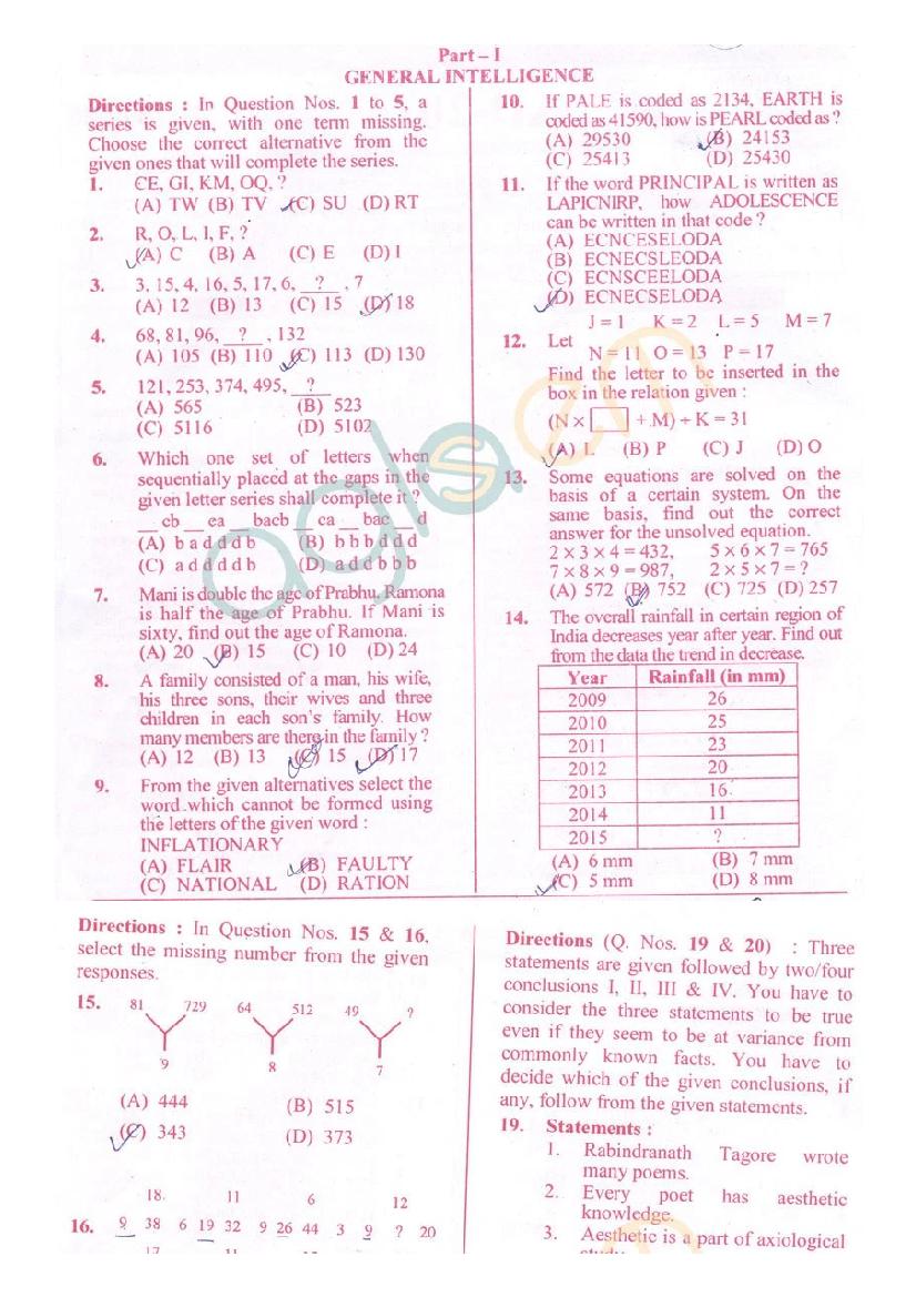 SSC CHSL 2014 Question Paper 09 Nov Morning Shift - Page 1