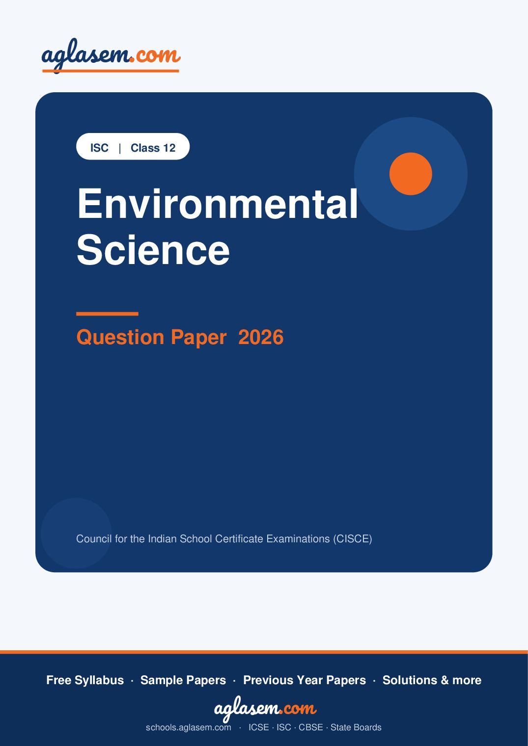 ISC Class 12 Question Paper 2026 Environmental Science - Page 1 of 8