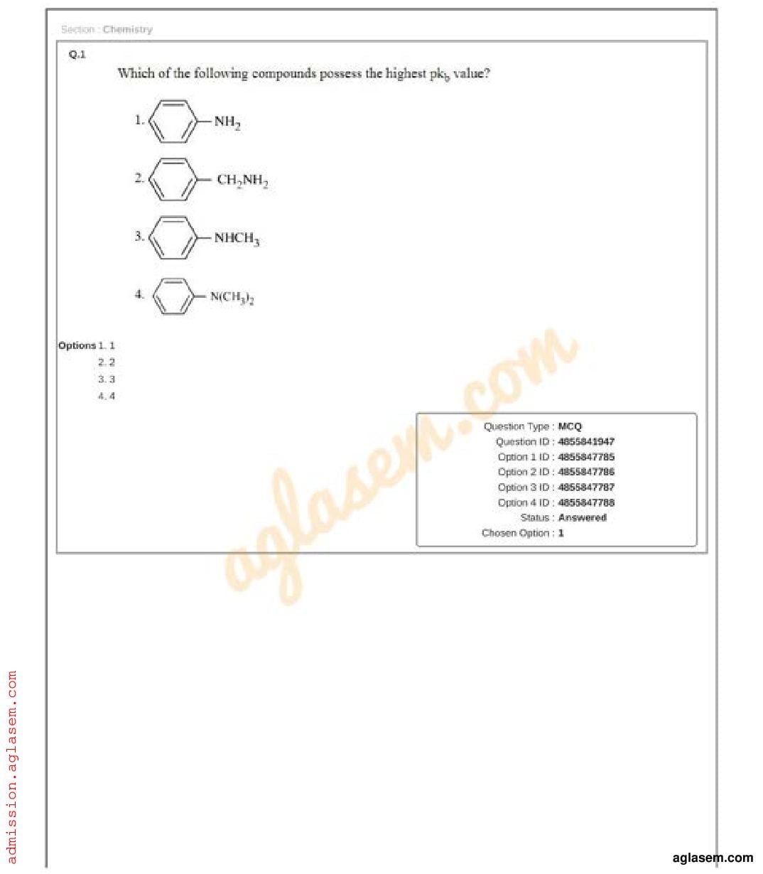 ICAR AIEEA UG 2023 Question Paper Chemistry - Page 1 of 65