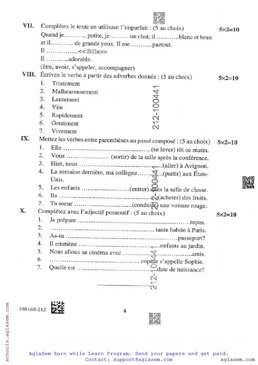 AP Inter 2nd Year French Question Paper 2026 (PDF) - Download AP 12th ...