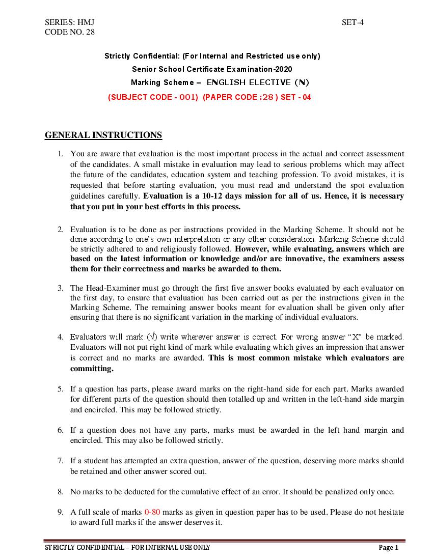 CBSE Class 12 English Elective N Question Paper 2020 Solutions - Page 1