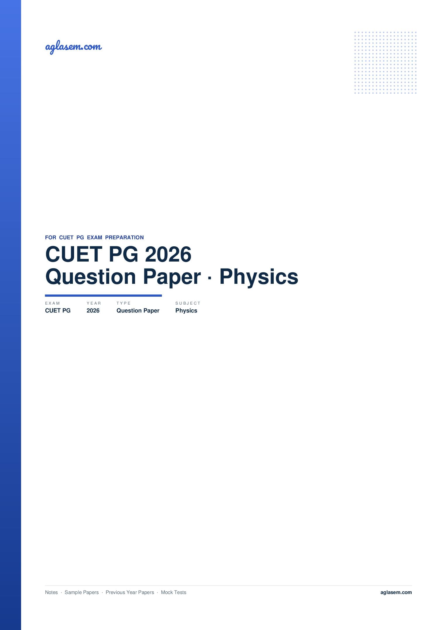 CUET PG 2026 Question Paper Physics - Page 1 of 61