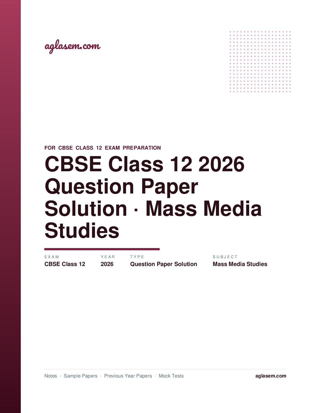 CBSE Class 12 Question Paper 2026 Solution Mass Media Studies - Page 1 of 9