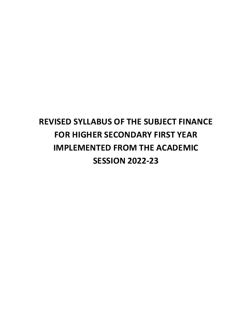 AHSEC 1st Year Syllabus Finance - Page 1