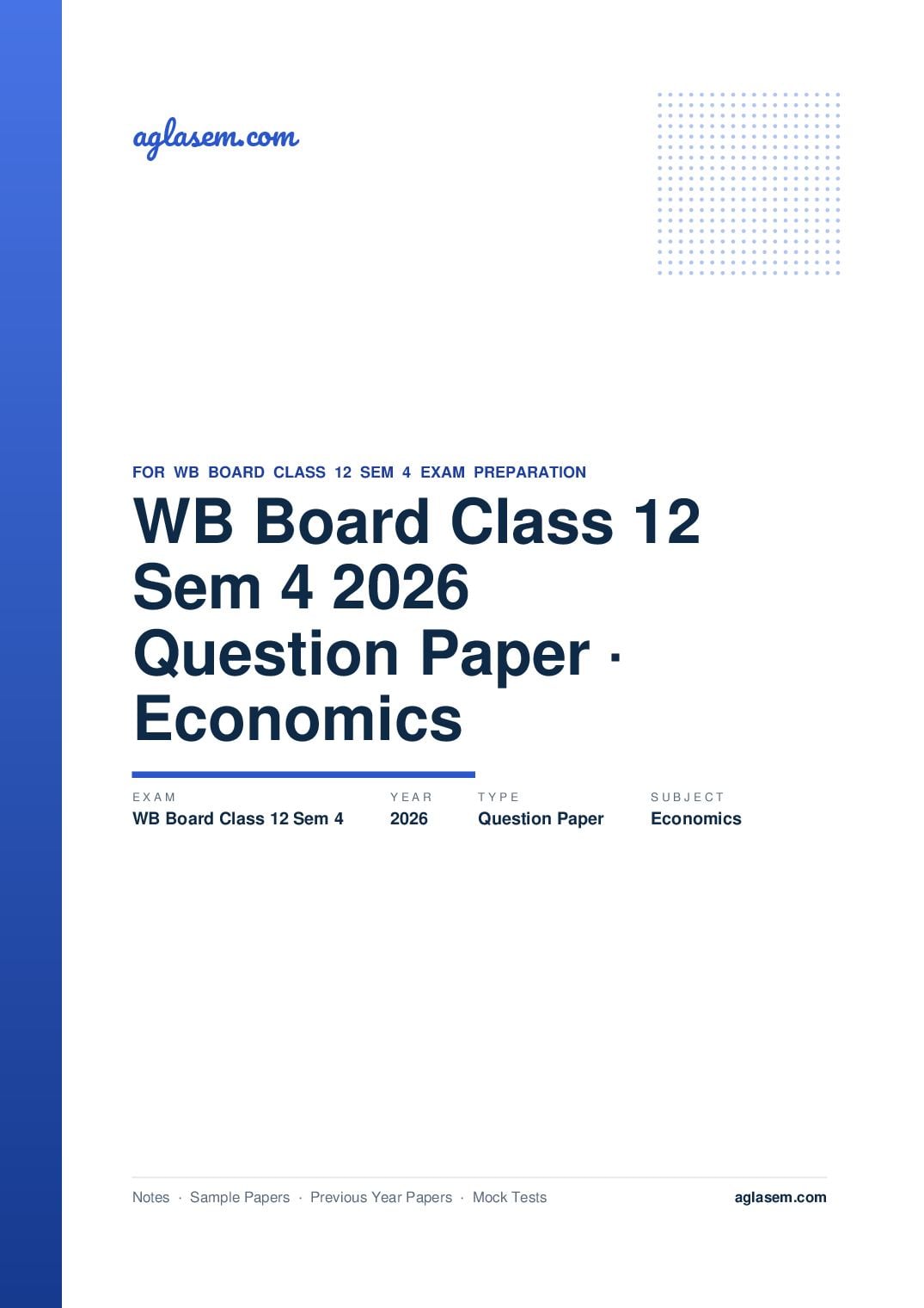 WB Board Class 12 Sem 4 Question Paper 2026 Economics - Page 1 of 14