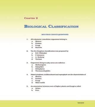 NCERT Exemplar Class 11 Biology Chapter 2 Biological Classification ...