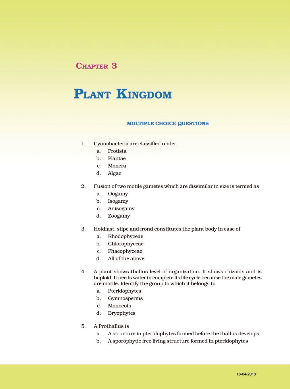 NCERT Exemplar Class 11 Biology chapter 3 Plant kingdom - Page 1