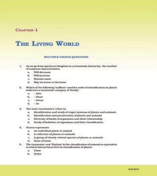 NCERT Exemplar Class 11 Biology chapter 1 The living world - Download ...