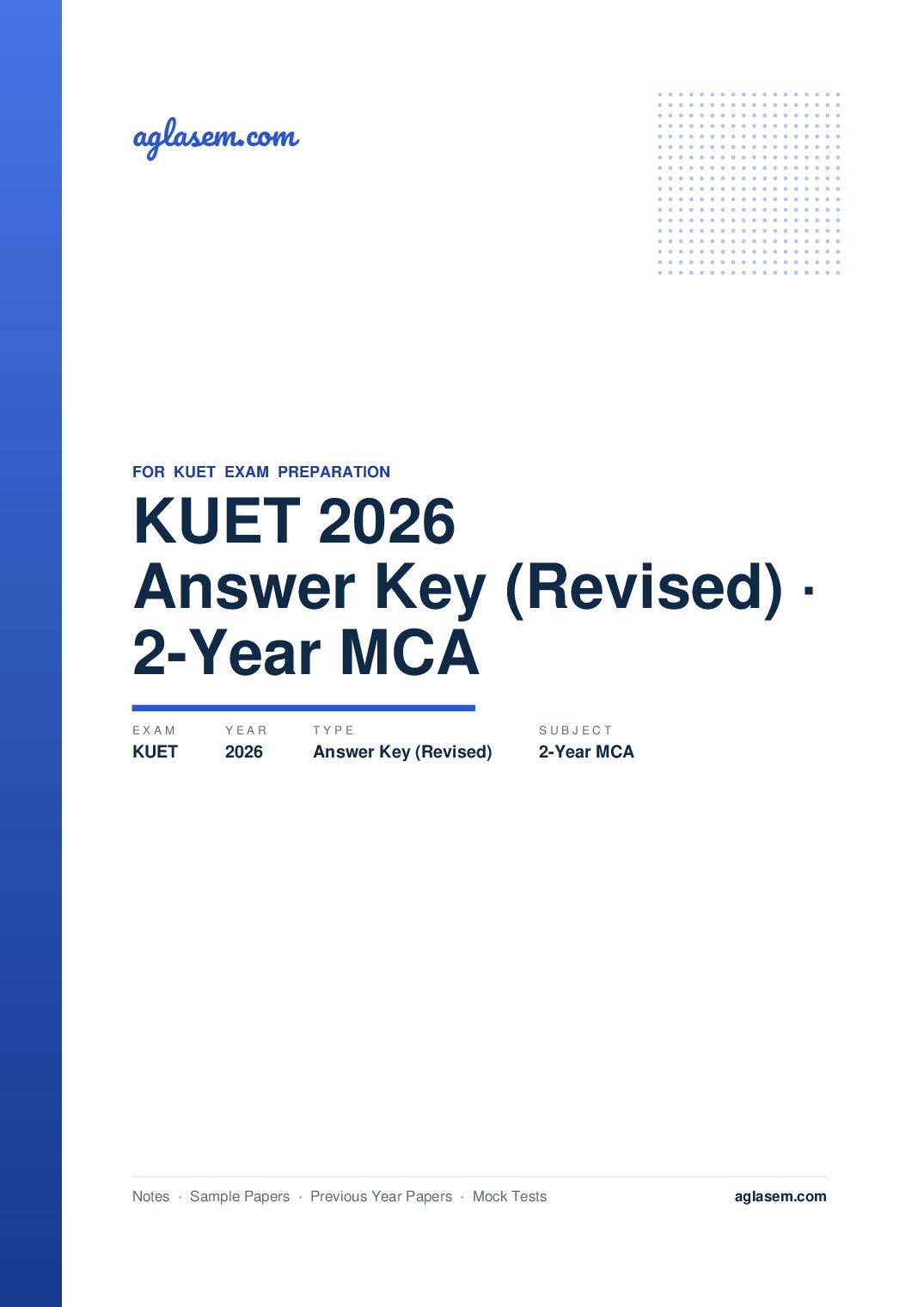 KUET 2026 Answer Key (Revised) 2-Year MCA - Page 1 of 5