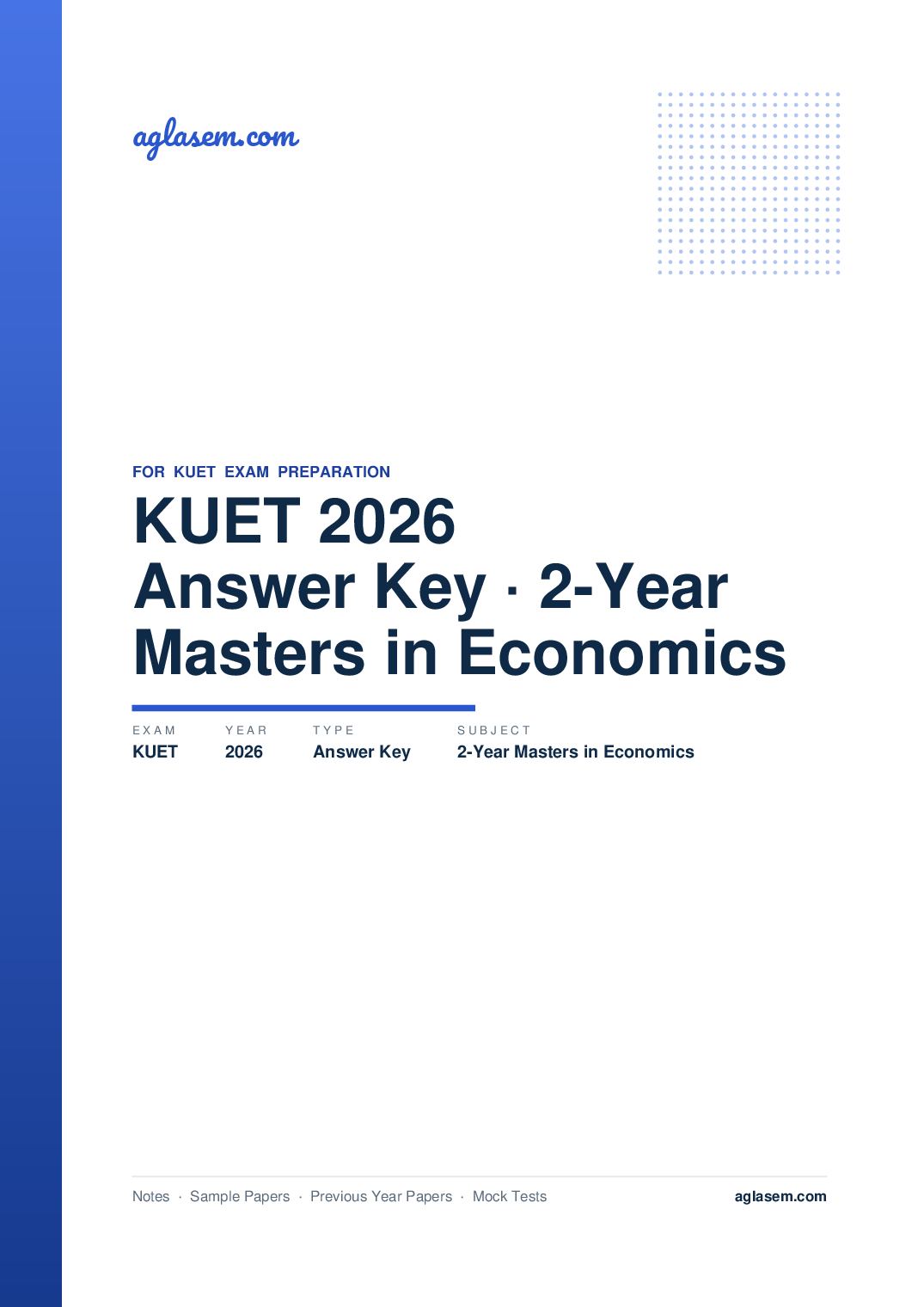 KUET 2026 Answer Key 2-Year Masters in Economics - Page 1 of 6