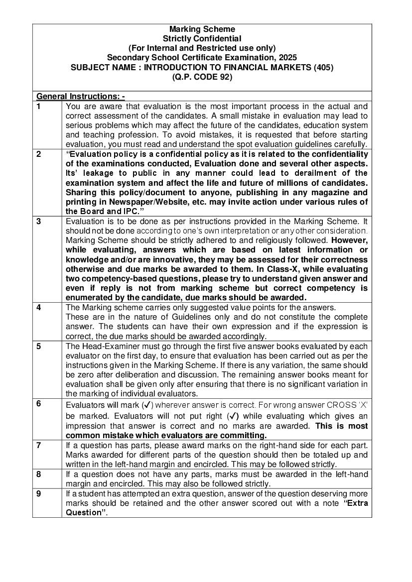 CBSE Class 10 Question Paper 2025 Solution Introducation to Financial Markets - Page 1