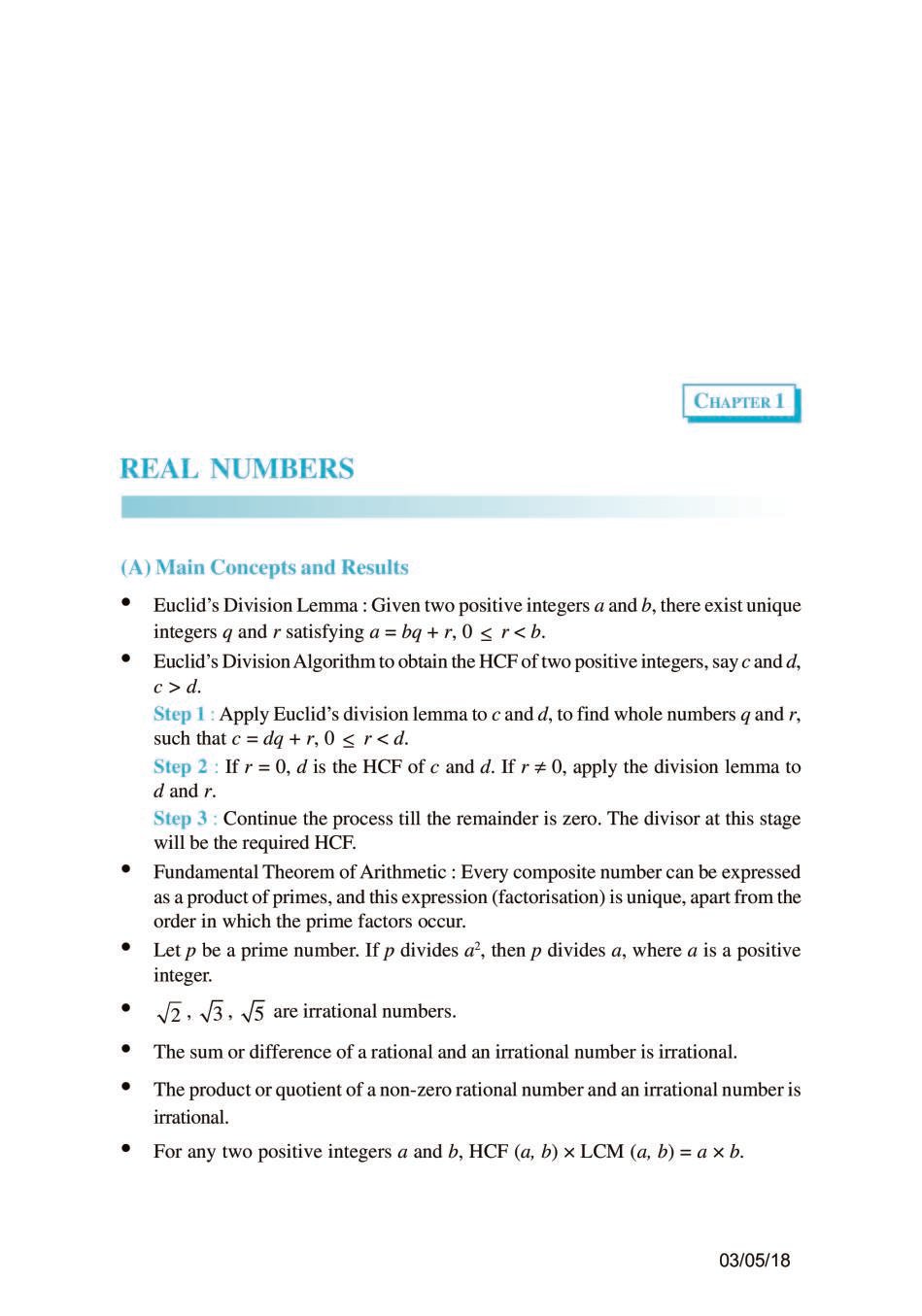 NCERT Exemplar Class 10 Maths Unit 1 Real Numbers - Page 1