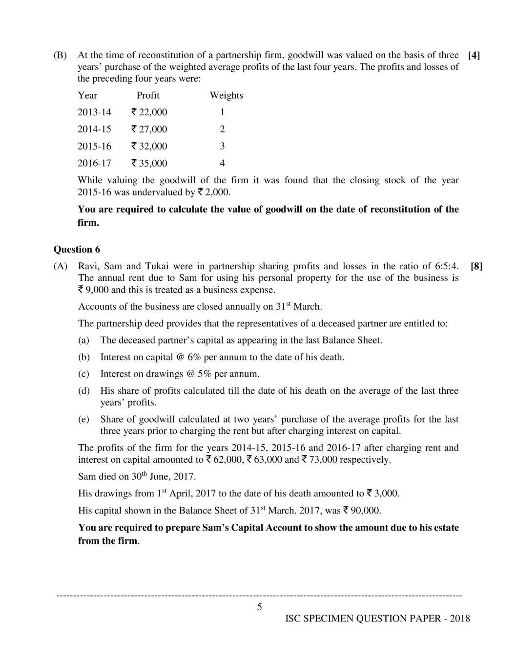 Isc Class 12 Sample Paper 2020 2021 Accounts Specimen Question Paper Aglasem Schools 2016