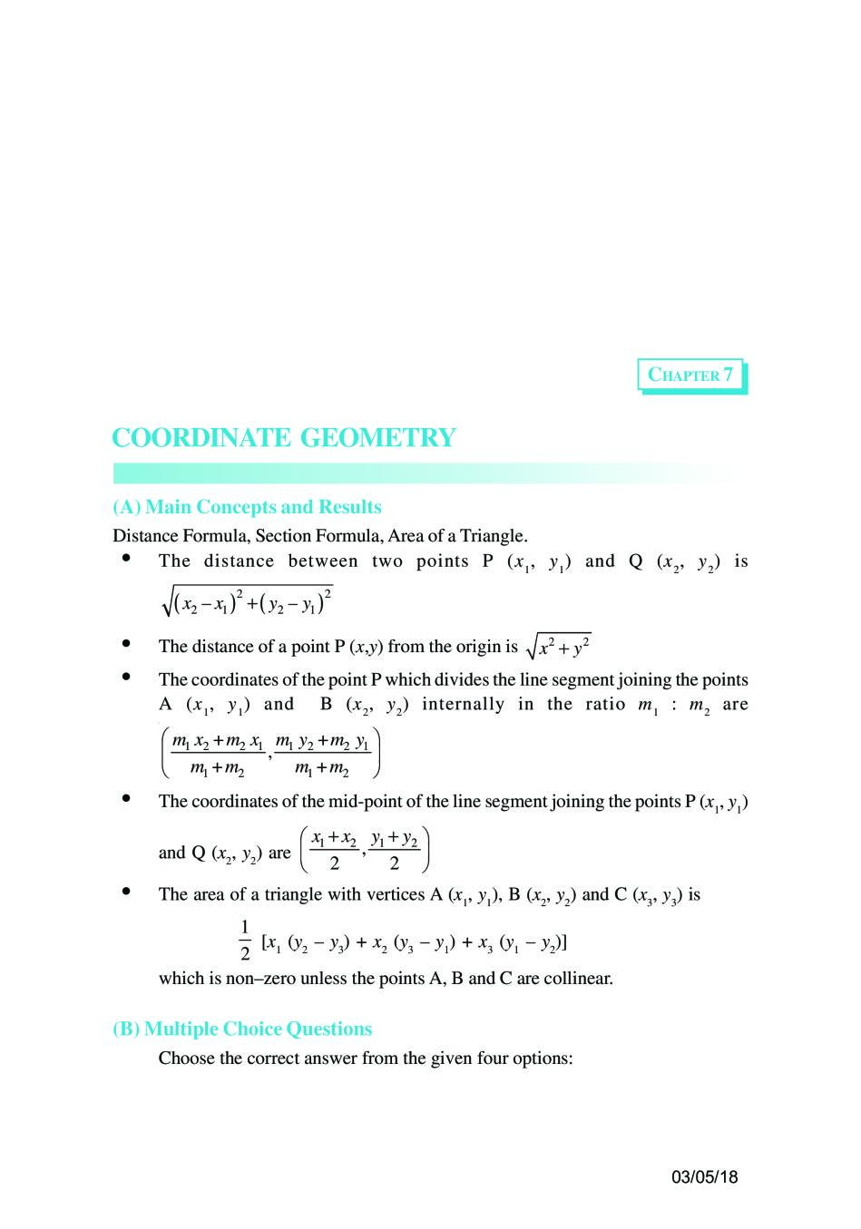 NCERT Exemplar Class 10 Maths Unit 7 Coordinate Geometry - Page 1
