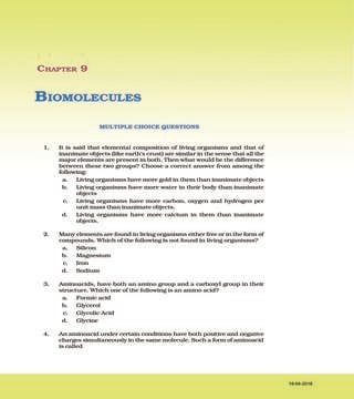 NCERT Exemplar Class 11 Biology Chapter 9 Biomolecules