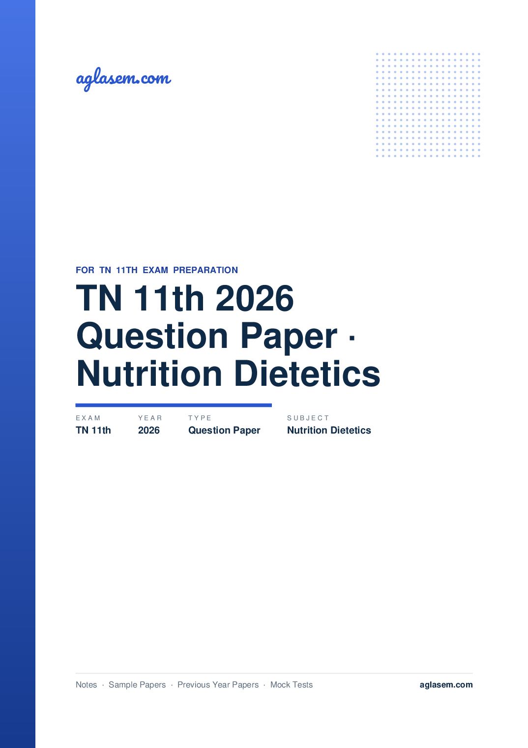 TN 11th Question Paper 2026 Nutrition and Dietetics - Page 1 of 9