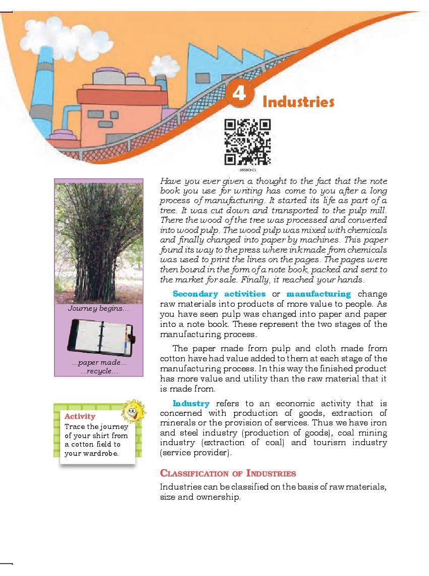 NCERT Book Class 8 Social Science (Geography) Chapter 4 Industries - Page 1