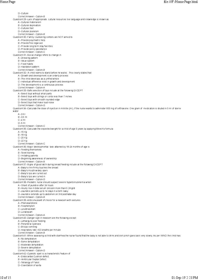 Kerala PG Nursing 2019 Question Paper PDF with Answer Key