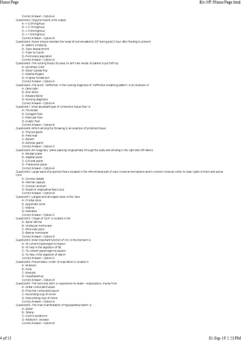 Kerala PG Nursing 2019 Question Paper PDF with Answer Key