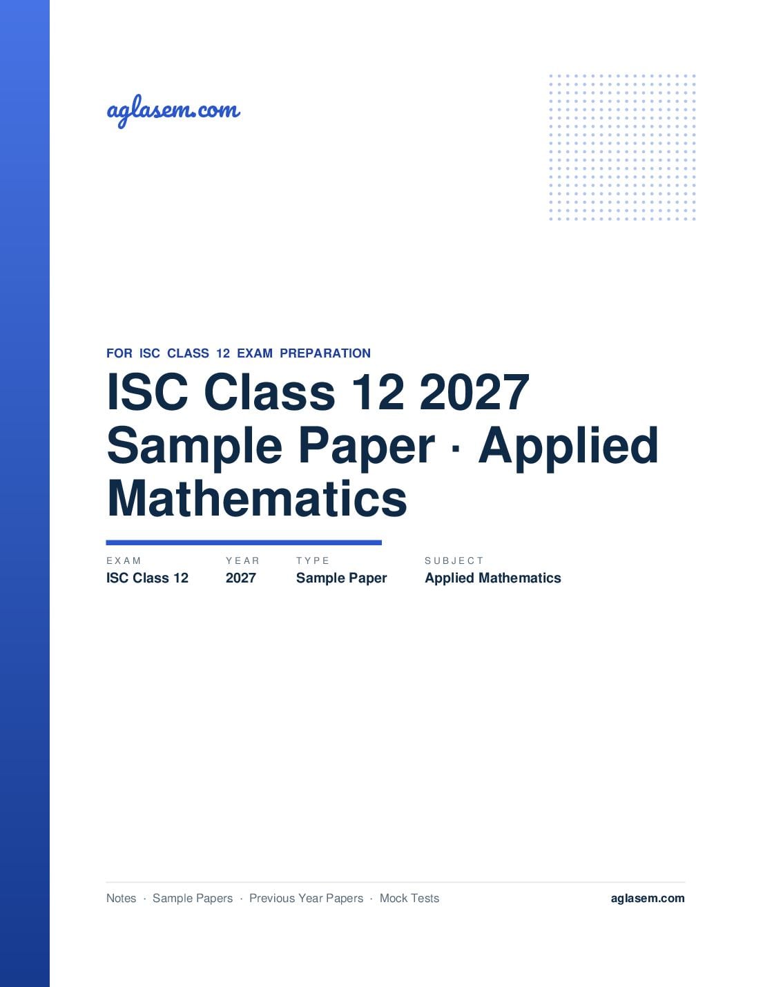 ISC Class 12 Sample Paper 2027 Applied Mathematics - Page 1 of 35