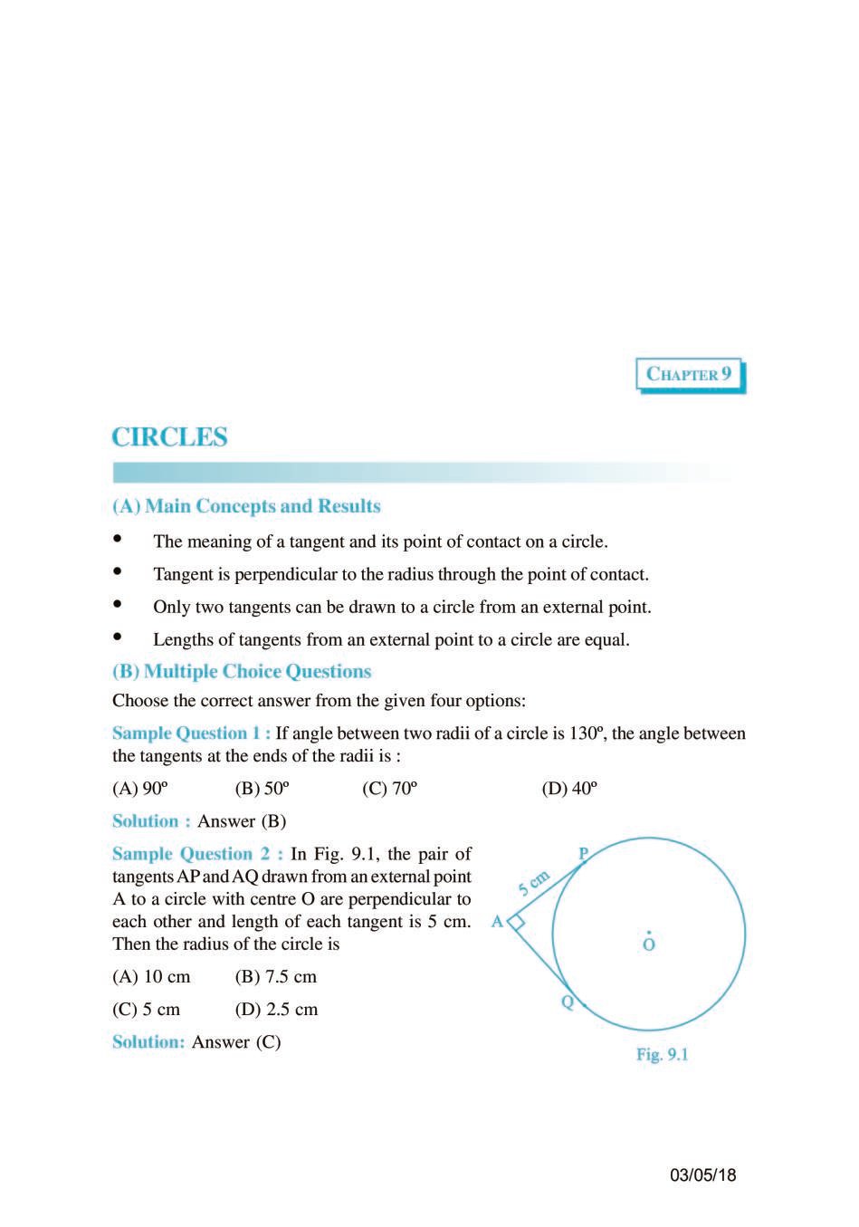 NCERT Exemplar Class 10 Maths Unit 9 Circles - Page 1