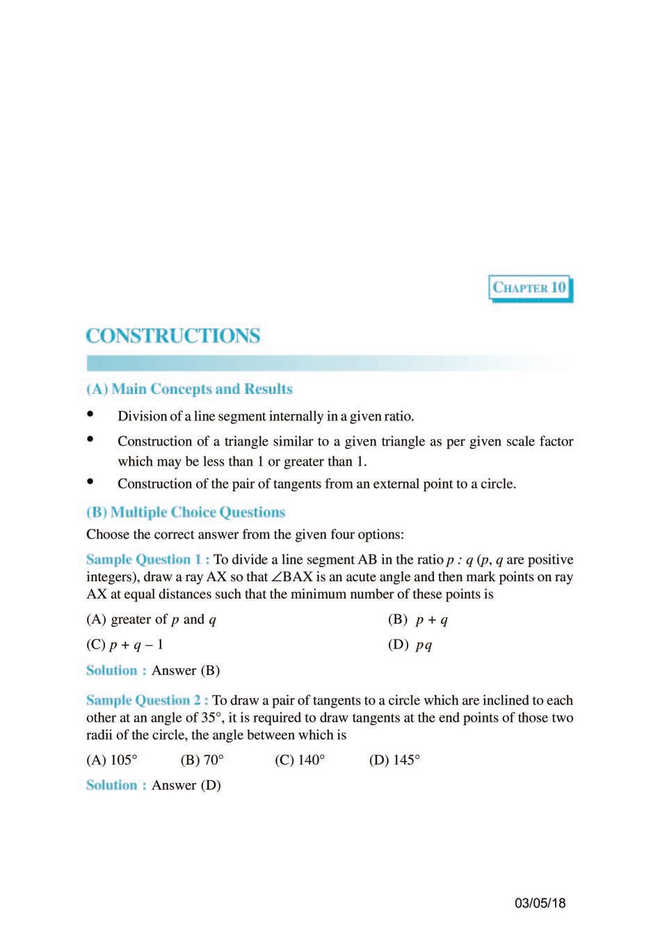 NCERT Exemplar Class 10 Maths Unit 10 Construction - Page 1