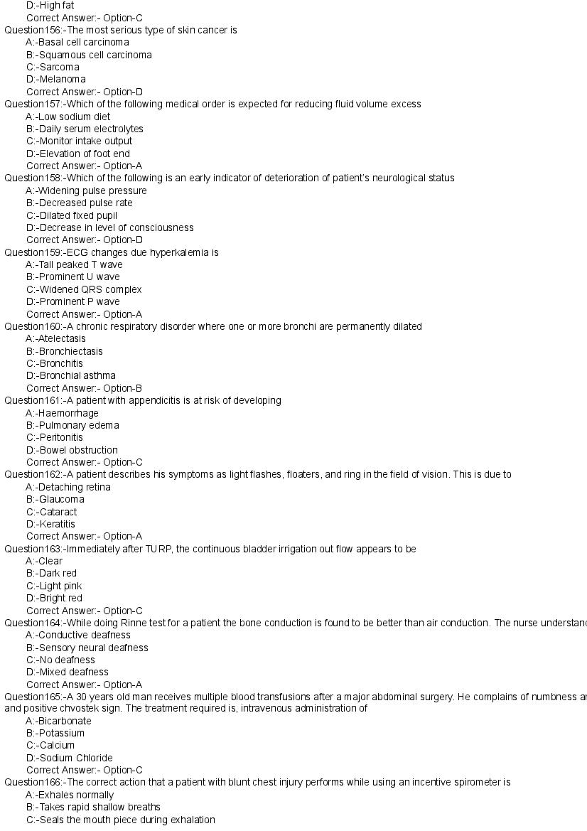Kerala PG Nursing 2020 Question Paper PDF with Answer Key