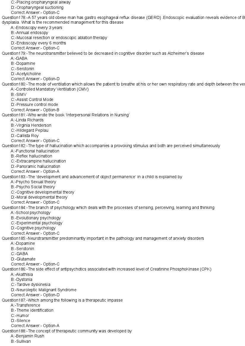 Kerala PG Nursing 2020 Question Paper PDF with Answer Key